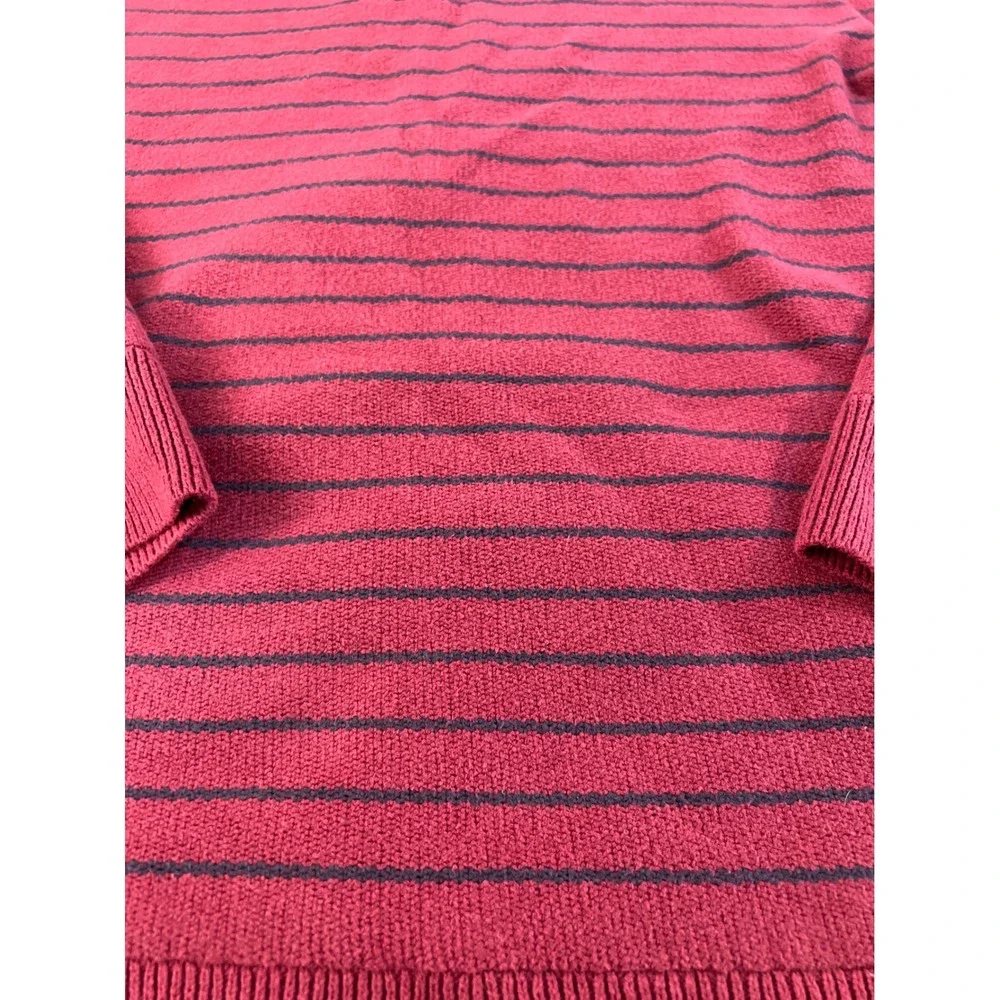 Goodthreads Mens 3XL Burgundy Navy Blue Striped Crewneck 100% Cotton Sweater
